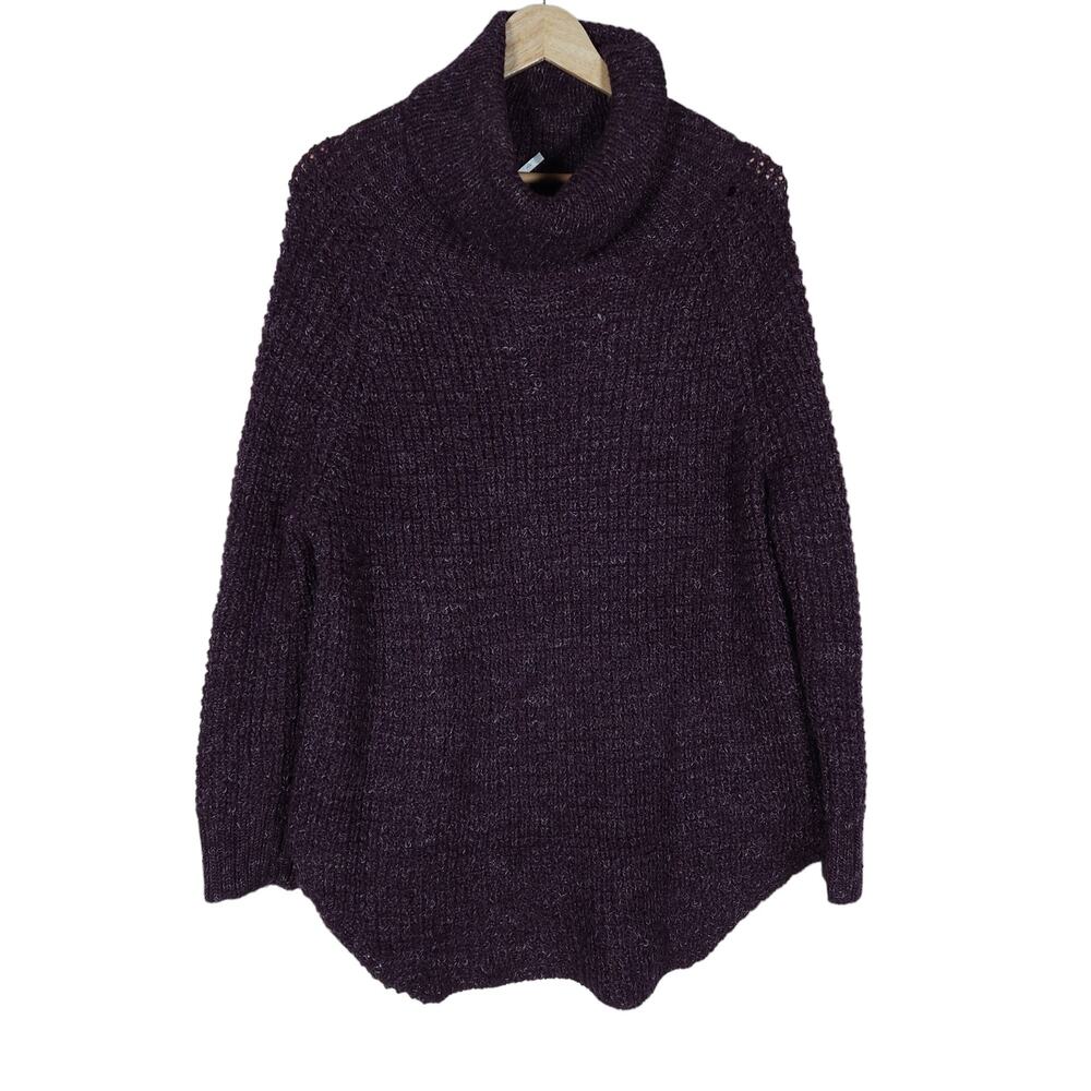 Free People Anthropologie Dylan Sweater Small Purple Raglan Sleeve Turtleneck